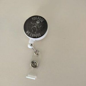 NEW Funny Badge Reel Retractable Badge Holder Slip Clip You Pose We Expose